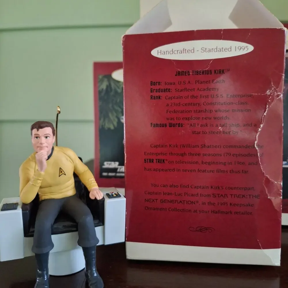 Lot of 4 Hallmark Star Trek Keepsake Ornaments-Kirk, Picard, Riker, Janeway